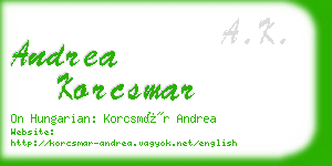 andrea korcsmar business card